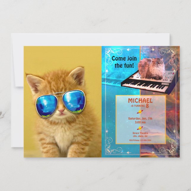Cool Kitten in sunglasses Invitation (Front)