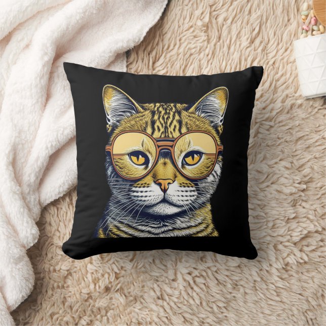 Cool Kitty Cat with Glasses Cushion (Blanket)
