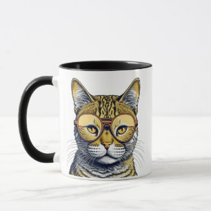 Cool Kitty Cat with Glasses Personalised Mug