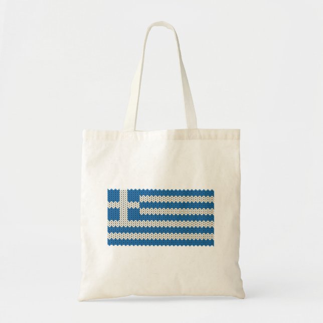 Cool Knitted Greek Flag Tote Bag (Front)