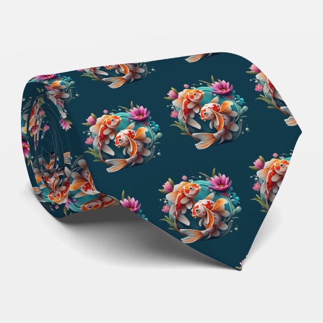 Cool koi fish tiled pattern  tie (Rolled)