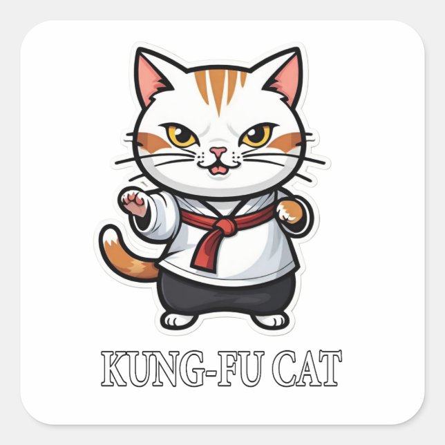 Cool Kung-Fu Cat Sticker (Front)