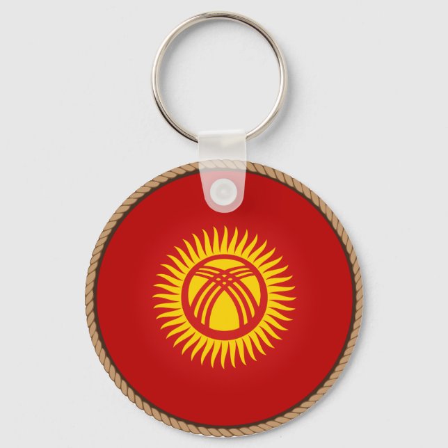 Cool Kyrgyzstan Flag Seal Key Ring (Front)