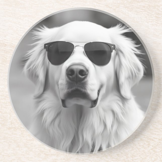 Cool Labrador with Sunglasses – Funny Dog Design Coaster (Front)