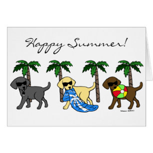 Cool Labradors Beach Party Cartoon