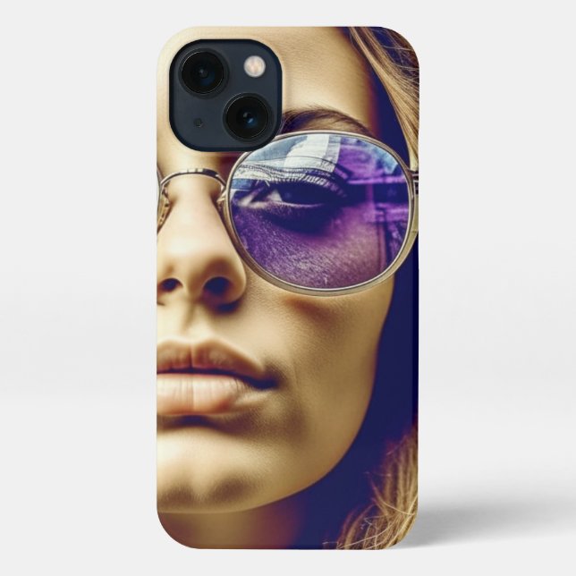 Cool Lady with Reflection in her Sunglasses iPhone Case (Back)