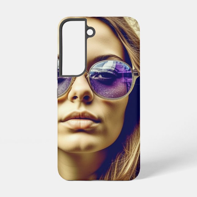 Cool Lady with Reflection in her Sunglasses Samsung Galaxy S22 Case (Back)