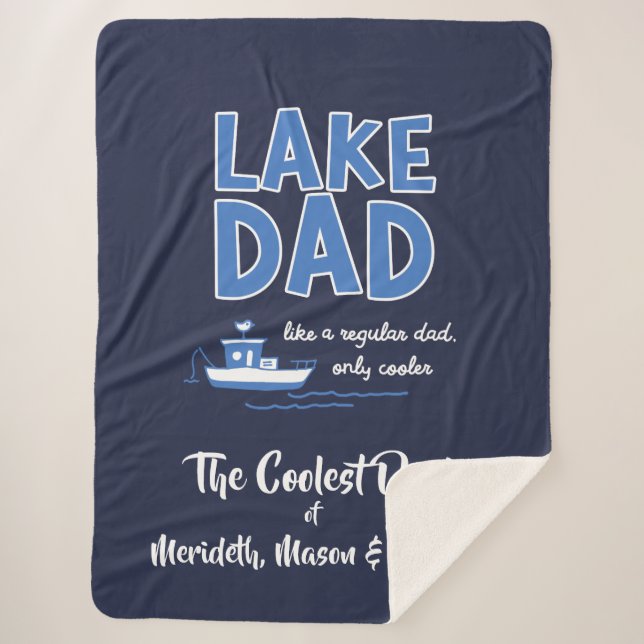 Cool Lake Dad Custom Gift Sherpa Blanket (Front)