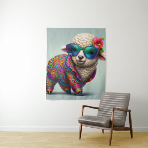 Cool lamb in a colourful suit tapestry