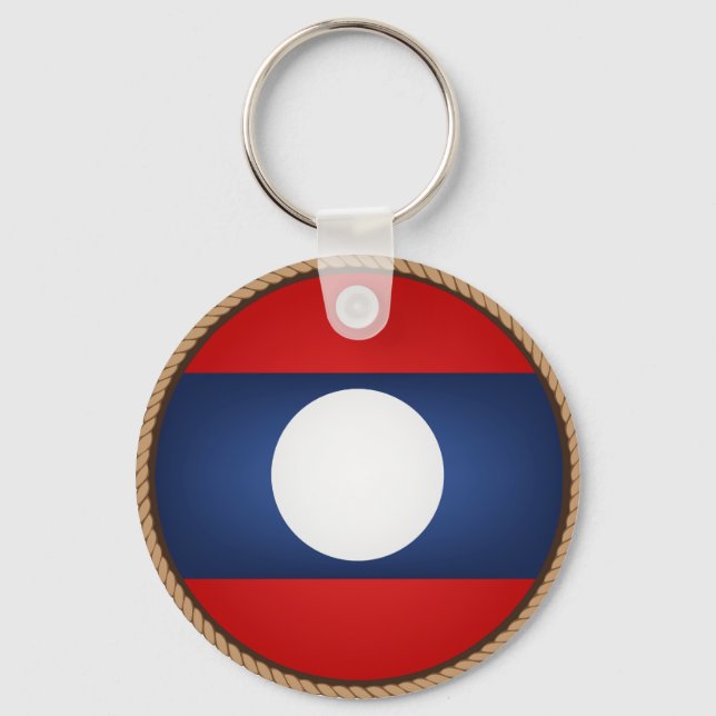 Cool Laos Flag Seal Key Ring (Front)