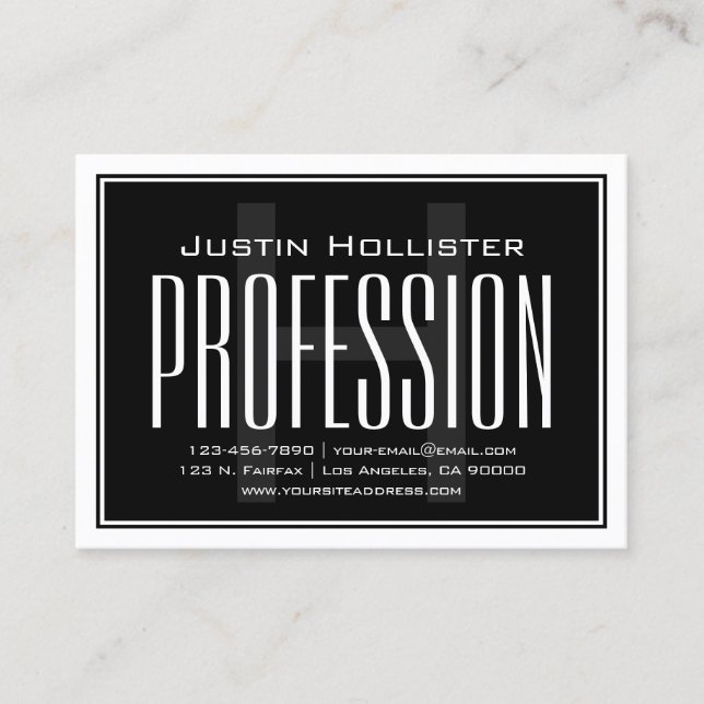 Cool Large Modern Initial | Black & White Business Card (Front)