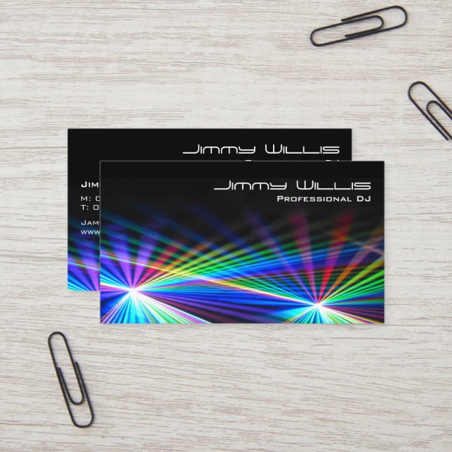 Cool Laser Light Club - DJ Business Card (Front/Back In Situ)