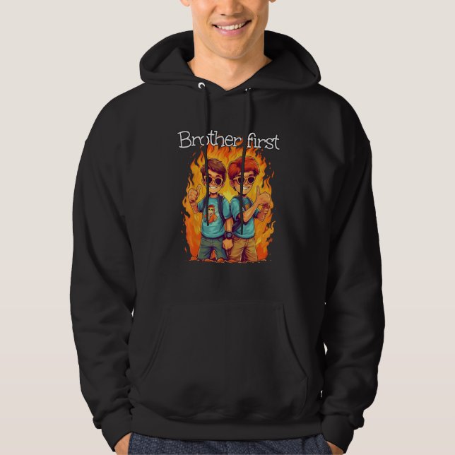 Cool laughing Friends with Flames for Brothers Hoodie (Front)