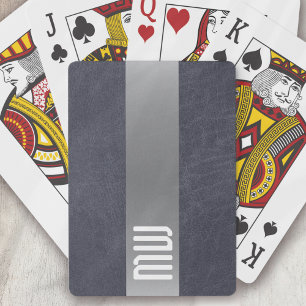 Cool Leather Metal Stripe Bold Monogram Playing Cards