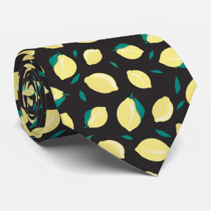 cool lemon fruit tiled pattern neck tie 