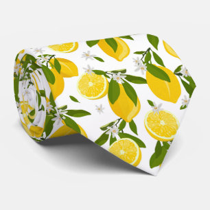 cool lemon fruit tiled pattern neck tie 
