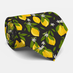 cool lemon fruit tiled pattern neck tie 