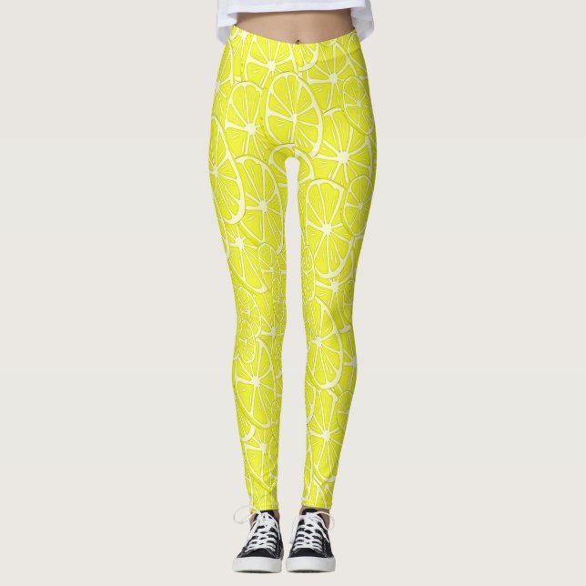 Cool Lemon Slices Pattern Leggings (Front)