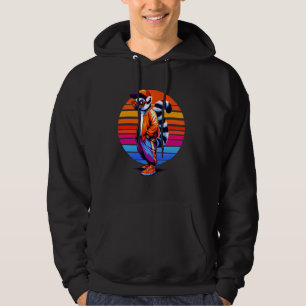 Cool Lemur Modern Urban Style Sunset Retro Art Hoodie