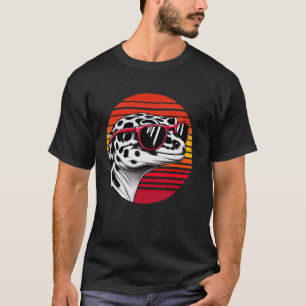 Cool Leopard Gecko Reptile Vintage Sunset Sunglass T-Shirt