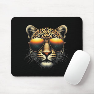 Cool Leopard Wearing Sunglasses Stylish Leopard  Mouse Pad