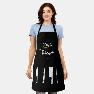 Cool Letter Print Aprons, Funny Mrs Always Right  Apron