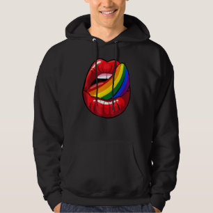 Cool Lgbt Pride Lip And Tongue Rainbow Colours Hoodie