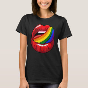 Cool Lgbt Pride Lip And Tongue Rainbow Colours T-Shirt