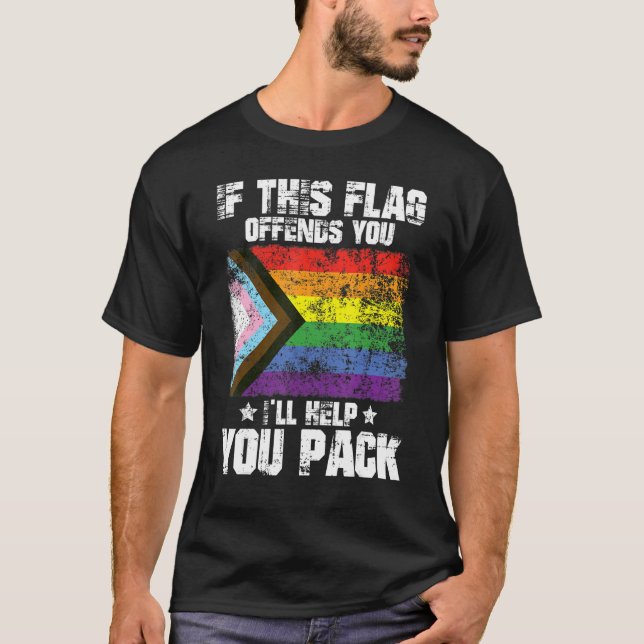 Cool LGBTQ Pride If This Flag Offends You I'll Hel T-Shirt (Front)