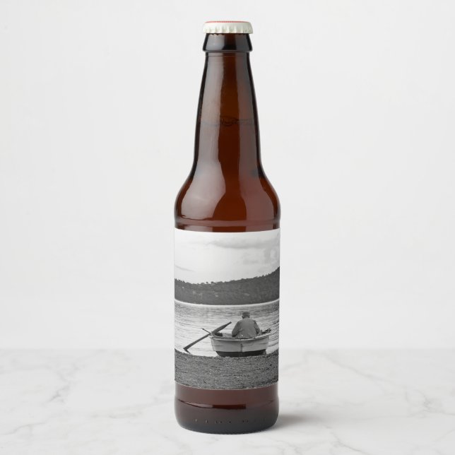 Cool lifestyle cultural photo of Aegean fisherman Beer Bottle Label (Front)