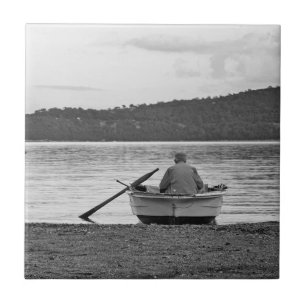 Cool lifestyle cultural photo of Aegean fisherman Ceramic Tile