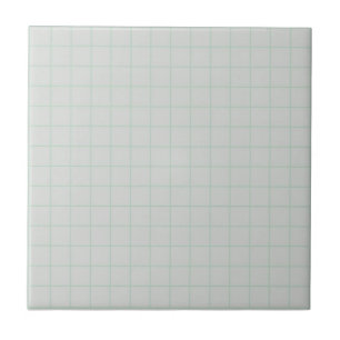 Cool Light Grey & Mint Green Chequered Retro  Ceramic Tile