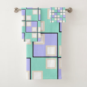 Cool Light Purple Squares Bath Towel Set