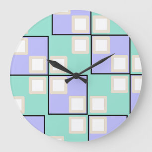 Cool Light Purple Squares  Large Clock