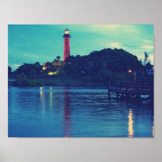 cool lighthouse sunset poster