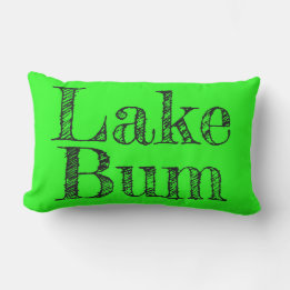 cool lime green and black LAKE BUM typography Lumbar Cushion