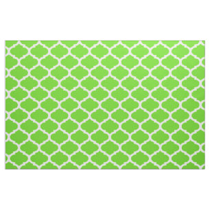 Cool Lime Green Moroccan Quatrefoil Pattern Fabric