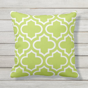 Cool Lime Moroccan Quatrefoil Outdoor Pillow