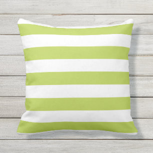 Cool Lime Nautical Stripes Outdoor Pillows
