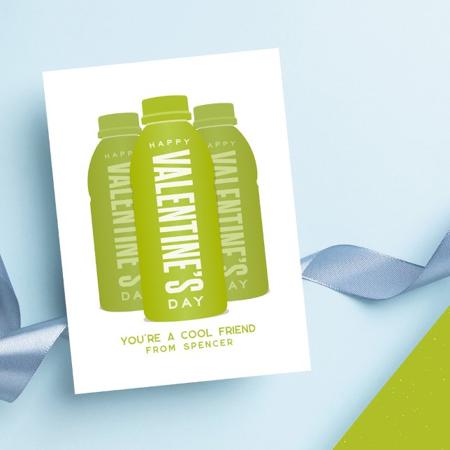 Cool lime sports drink fun classroom Valentine Card (Creator Uploaded)
