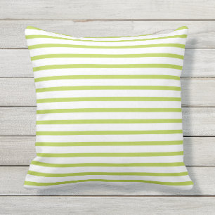 Cool Lime Summer Stripes Outdoor Pillows