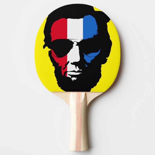 Cool Lincoln Sunglasses Pop Art (Red White Blue) Ping Pong Paddle (Front)