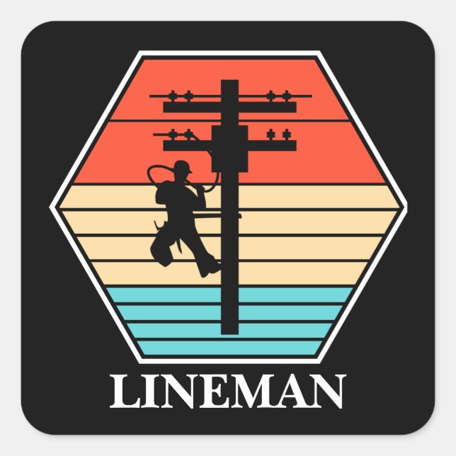 Cool Lineman Vintage Sunset  Square Sticker (Front)