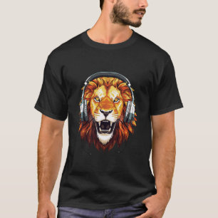Cool Lion Animal Beauty Nature Wildlife Fun Music T-Shirt