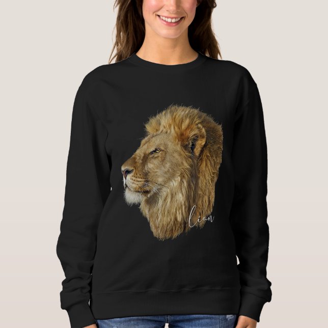 Cool Lion Art Felidae Wildcat Animal Novelty Sweatshirt (Front)