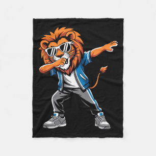 Cool Lion Dabbing Gift For Men Women Boys Girls Ki Fleece Blanket