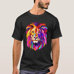 Cool Lion Head Design With Bright Colourful T-Shirt