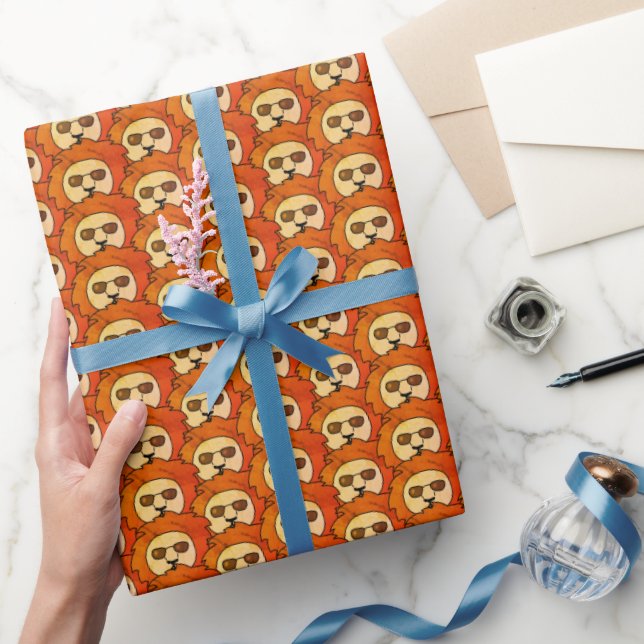Cool Lion Head Drawing Pattern Kids  Wrapping Paper (Gifting)