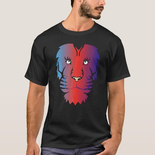 Cool Lion Head Graphic Bright Colourful T-Shirt (Front)