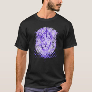 Cool Lion Head Royal Purple Halftone Retro T-Shirt